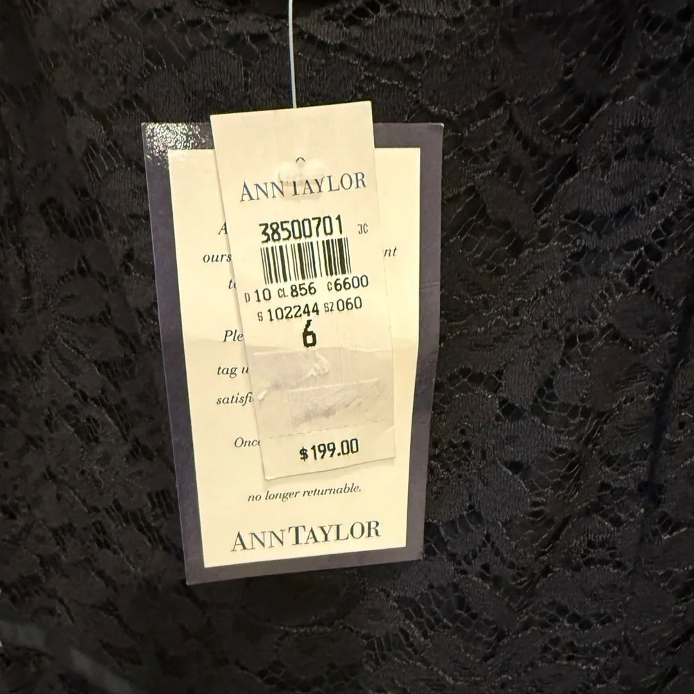 Y2K Ann Taylor NWT Black Lace Dress Size 6 - Picture 5 of 6